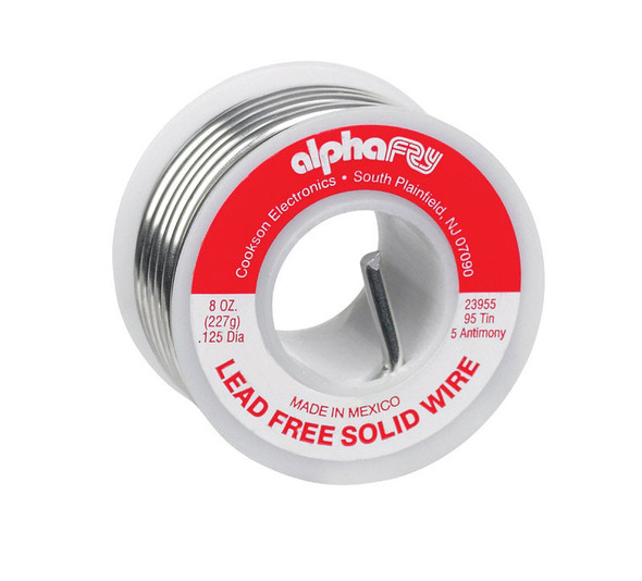 Alpha Fry Solder No Lead 95/5, 8 oz - Tin/Antimony Solid Wire for Electrical Applications