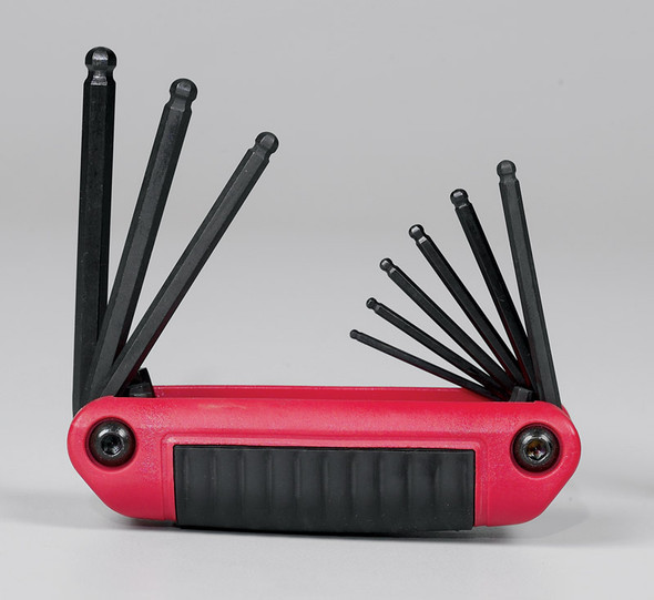 Eklind Tools Ball End Hex Key Set 9-in-1, SAE, Red Handle, 5/64 to 1/4 Inch