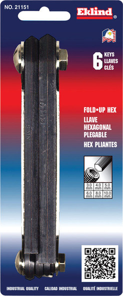 Eklind Hex Key Set 4-10mm Fold-Up Handle - Metric Allen Wrenches for Precision Work
