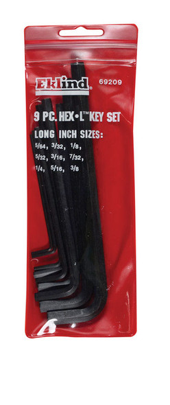 Eklind HEX Key Set L Long 9-Piece SAE Hex Allen Wrench Set with Handle