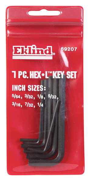 Eklind Hex Key Set L Short 7-Piece - SAE Hex Allen Wrenches with Chrome Nickel Alloy Steel Construction