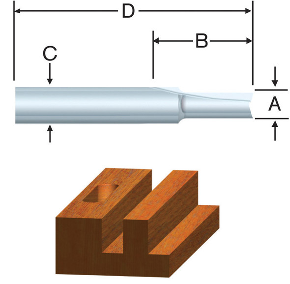 Vermont American 23105 Router Bit, 3/8-Inch Straight, Carbide Tipped, 2-Flute Design
