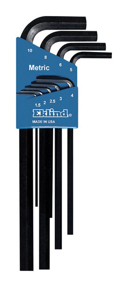 Eklind Hex-L 9-Piece Long Arm Metric Hex Key Set with Chrome Nickel Alloy Steel Handles