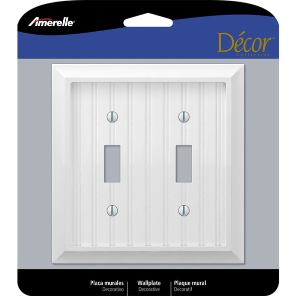 Amerelle Cottage White Wood Wall Plate with 2-Gang Toggle Openings, Part Number 269TTW