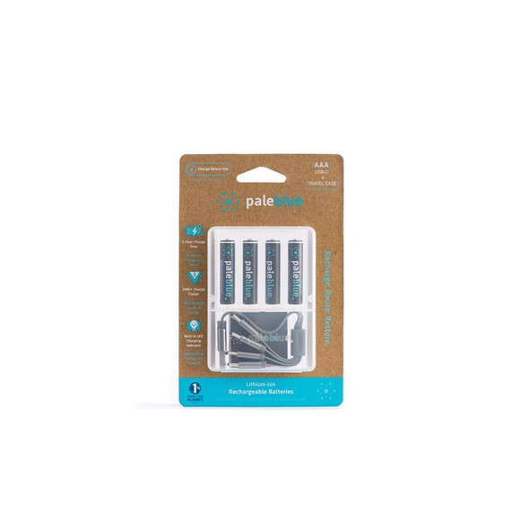 Pale Blue Earth AAA Rechargeable Lithium Batteries – Pack of 4
