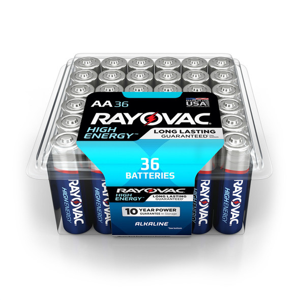 Rayovac High Energy AA Batteries, Pack of 36 - Reliable Alkaline Power for Household Devices