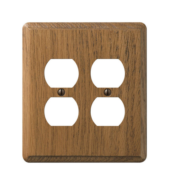Amerelle 901DD Brown Wood Wall Plate with Two Gangs and Four Outlet Openings
