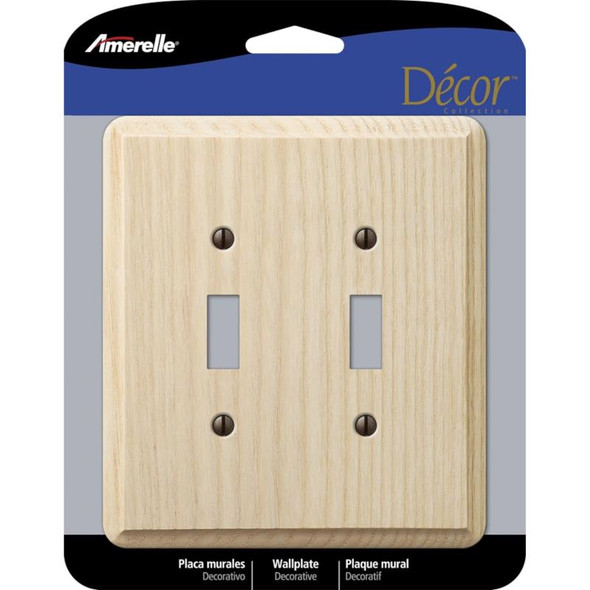 Amerelle Wall Plate 2-Gang Beige Unfinished Wood Toggle Switch Cover - Model 401TT