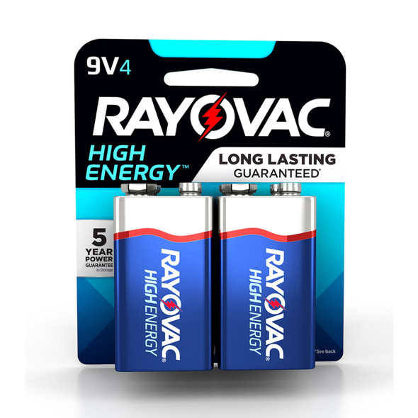 Rayovac High Energy 9V Alkaline Battery Pack of 4