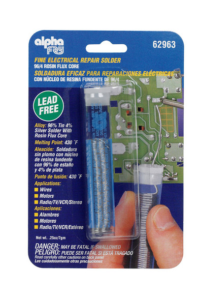Alpha Fry No Lead Rosin Solder 1/4 Inch Diameter - Tin/Silver Alloy