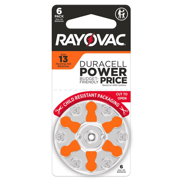 Rayovac 13CR-6ROVUS Hearing Aid Batteries, Pack of 6