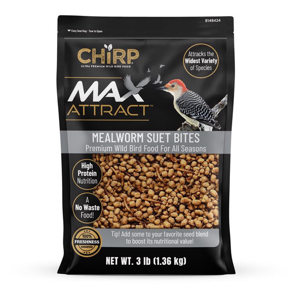 Chirp Max Attract Mealworm Suet for Wild Birds, 3 lb Bag, Part Number ACE0600304