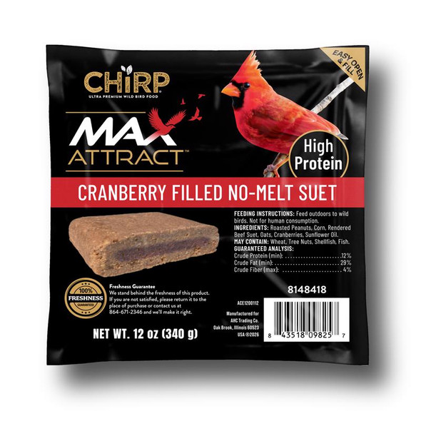 Chirp Max Attract Cranberry Suet for Wild Birds, 12 Ounce Box, ACE1200112
