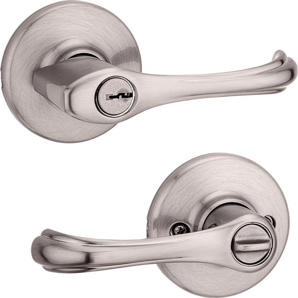 Kwikset Dorian Entry Door Lever, Satin Nickel, Adjustable Backset, 94050-627