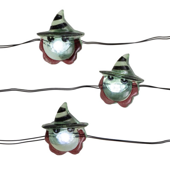Celebrations 15-04009A Green Micro Witch LED Halloween String Lights, 15-Count