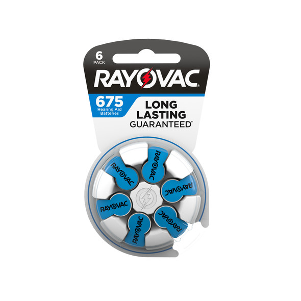 Rayovac 675 Zinc Air Hearing Aid Batteries, 6-Pack, 675-6