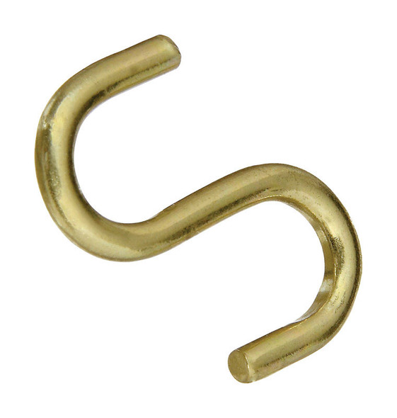 National Hardware N121-806 1-Inch Solid Brass Open S-Hook, Gold