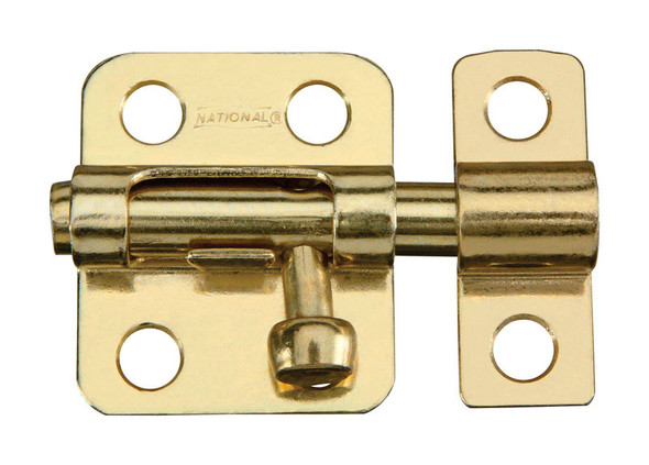 National Hardware N151-266 Brass-Plated Steel Window Bolt, 2-Inch