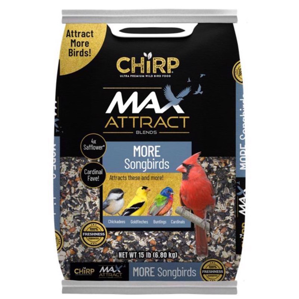 Chirp Max Attract Songbird Wild Bird Food, 15 lb Bag, Part Number 17378