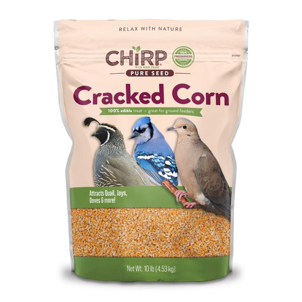 Chirp Pure Seed Cracked Corn Wild Bird Food, 10 lb Bag, Part Number 17401