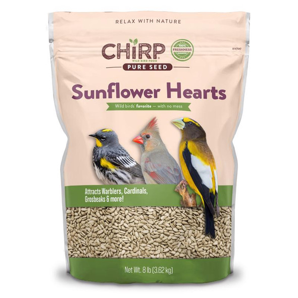 Chirp Pure Seed Sunflower Hearts Wild Bird Food, 8 lb Bag, Part Number 17398