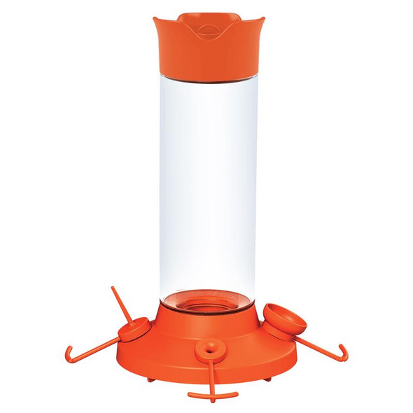 Perky-Pet Fruit Nectar Bird Feeder 30 oz, 4-Station, Clear and Orange, 209BO-4