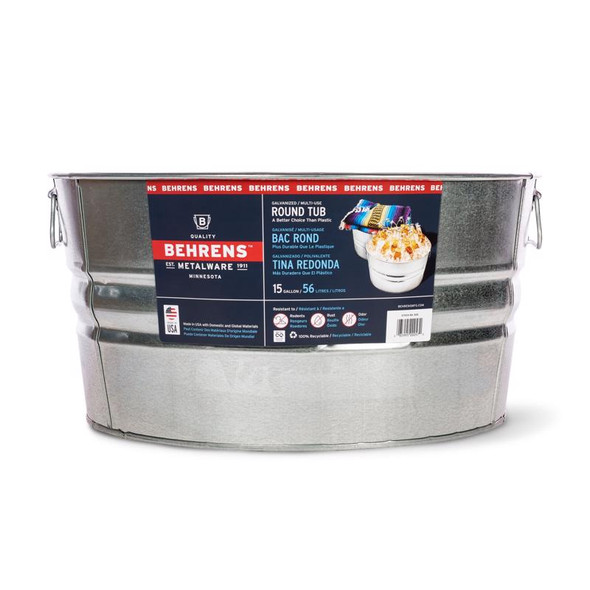 ROUND TUB GALV 15GAL