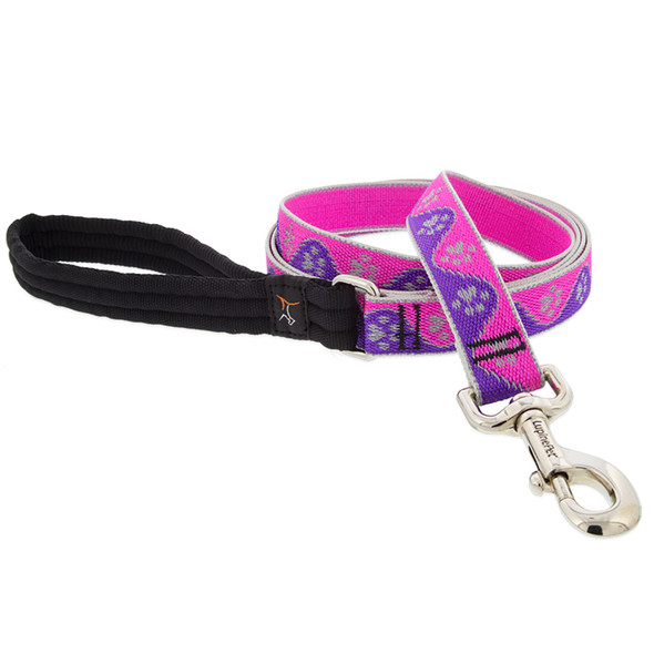 LEASH 6' PNK PAWS NYLON