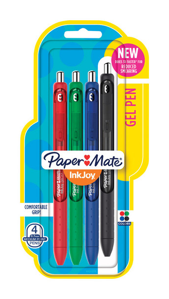 GEL PEN ASST 4PK PAPERMA