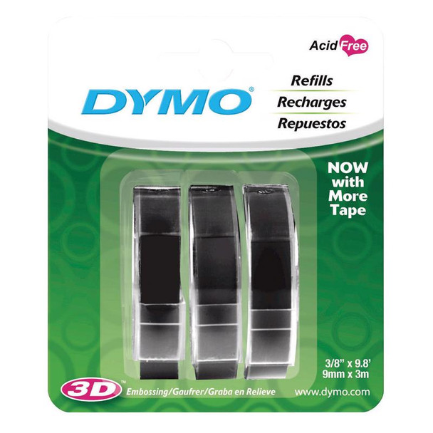 LABEL MAKER TAPE BLK 3/8