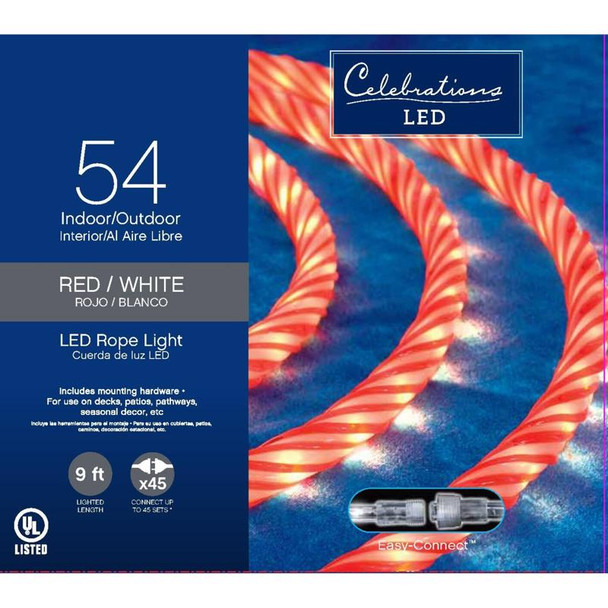 CMAS ROPE LGHT RD/WHT 9'