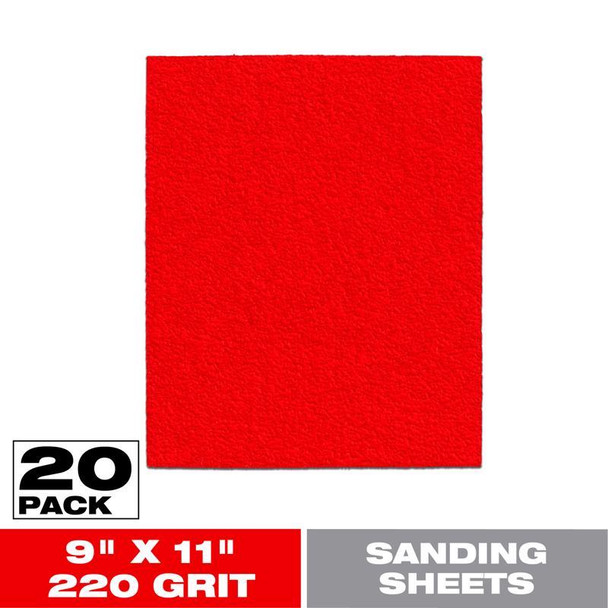SANDING SHEET 220GR 20PK