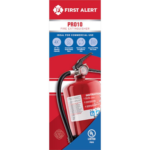 First Alert PRO10 4-A:60-B:C Fire Extinguisher with Metal Valve and Trigger, 10 oz