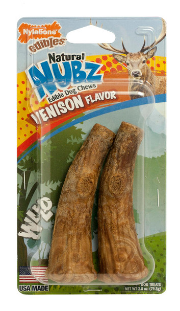 Nylabone Nubz Dog Chews Venison for Medium Adult Dogs, 2-Pack