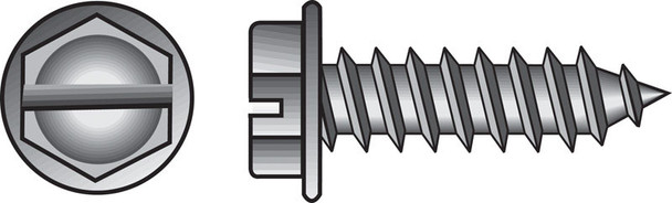 HILLMAN Stainless Steel Sheet Metal Screws with Hex Washer Head, No. 10, 1-1/4 Inch Length, Box of 100
