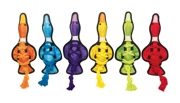 Multipet Dog Tug Toy MD Cross-Ropes Duck - Medium Size Nylon Durable Interactive Plaything