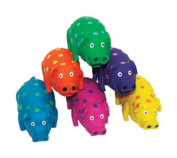 Multipet Dog Toy Large Polka Dot Pig - Durable Latex Plush Plaything for Dogs