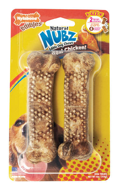 Nylabone Nubz Dog Chews with Chicken Flavor – 2 Pack for Large Dogs