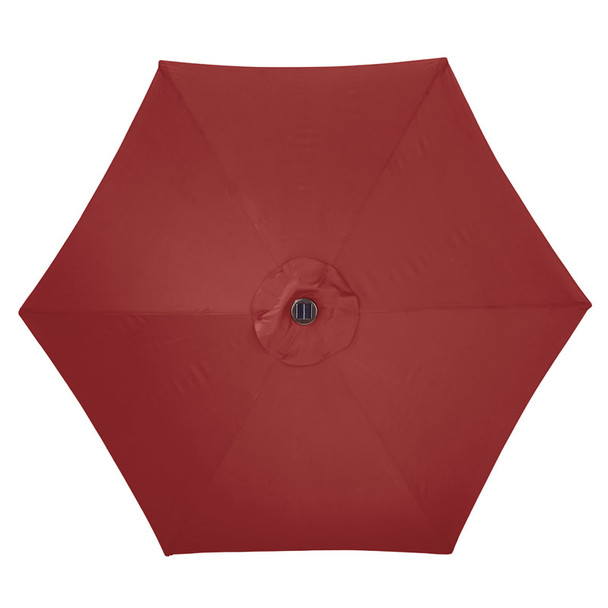 Living Accents Solar LED 9' Red Market Umbrella with Tilt and Collapsible Design