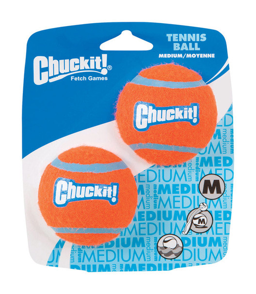 Chuckit! Medium Tennis Balls for Dogs - Pack of 2, Blue and Orange