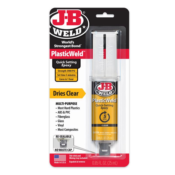 J-B Weld PlasticWeld Syringe - High-Strength Automotive Epoxy for Plastic Repairs