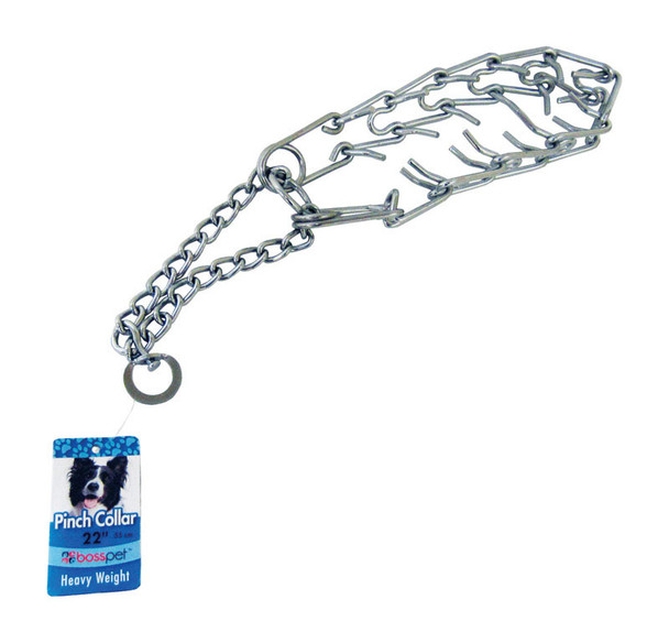PDQ Pinch Collar Silver Medium/Large for Dogs - Reflective, Weather Resistant, 16 Inches