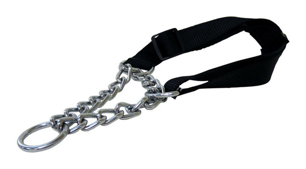 PDQ Dog Collar 16-24 Inches Black and Silver Steel Chain for Large Dogs