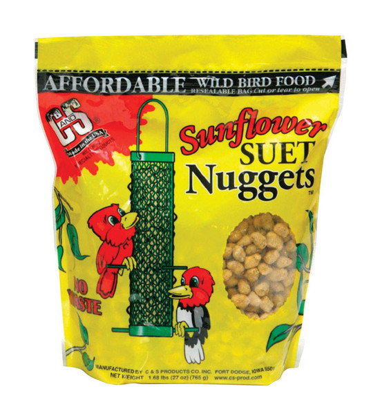 C&S Products Sunflower Nuggets Bird Food - 27 oz Bag of Assorted Species Suet Nuggets