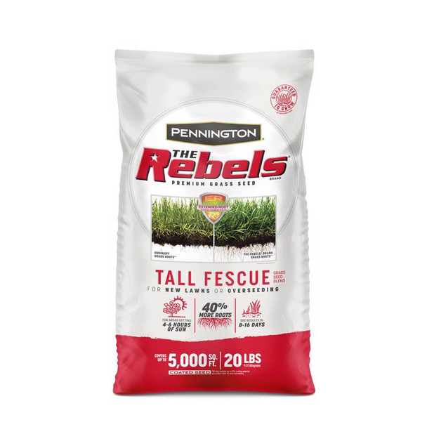 Pennington Rebel Tall Fescue Grass Seed – 20 lb Bag for Medium Lawns, Drought Tolerant, Coated, All Regions