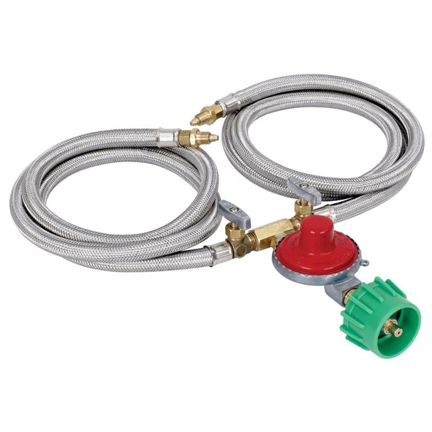 Bayou Classic 10-PSI Regulator with Dual Hose Assembly - Satin Stainless Steel