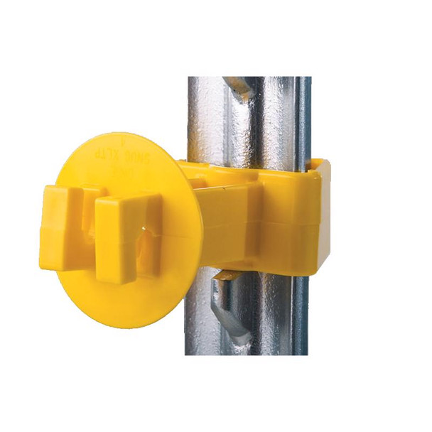DARE SNUG T-Post Insulator - Yellow Plastic Fence Insulator for Agricultural Fencing