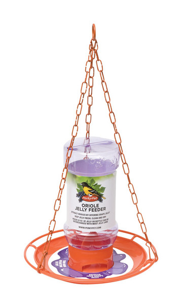 Perky-Pet Oriole Jelly Feeder with 3 Feeding Stations – Orange Metal and Plastic Bird Feeder for Orioles