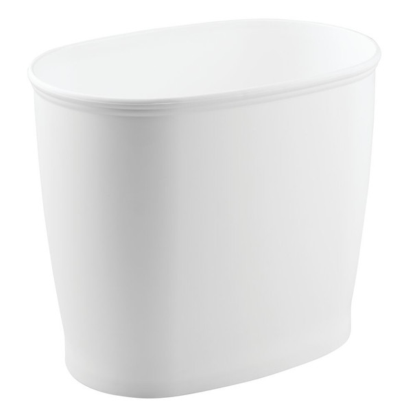 iDesign Kent 93441 White Oval Wastebasket – 2 Gallon Capacity with Lid, Touchless Design