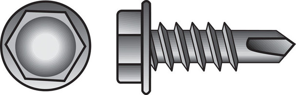 HILLMAN Self-Drilling Screws No. 10-16 x 1-1/4 inches, Zinc-Plated Steel, Box of 100